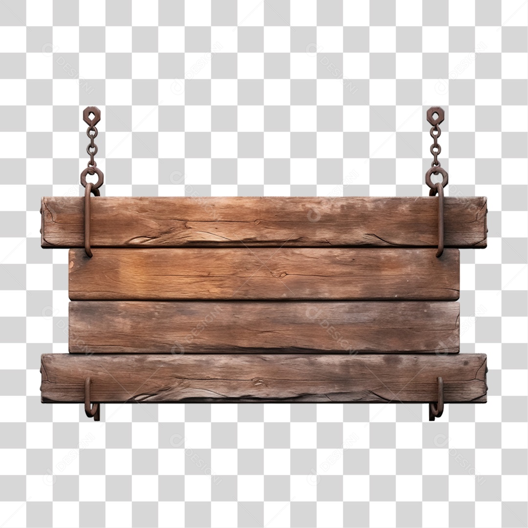 Elemento 3D Placa de Madeira PNG Transparente