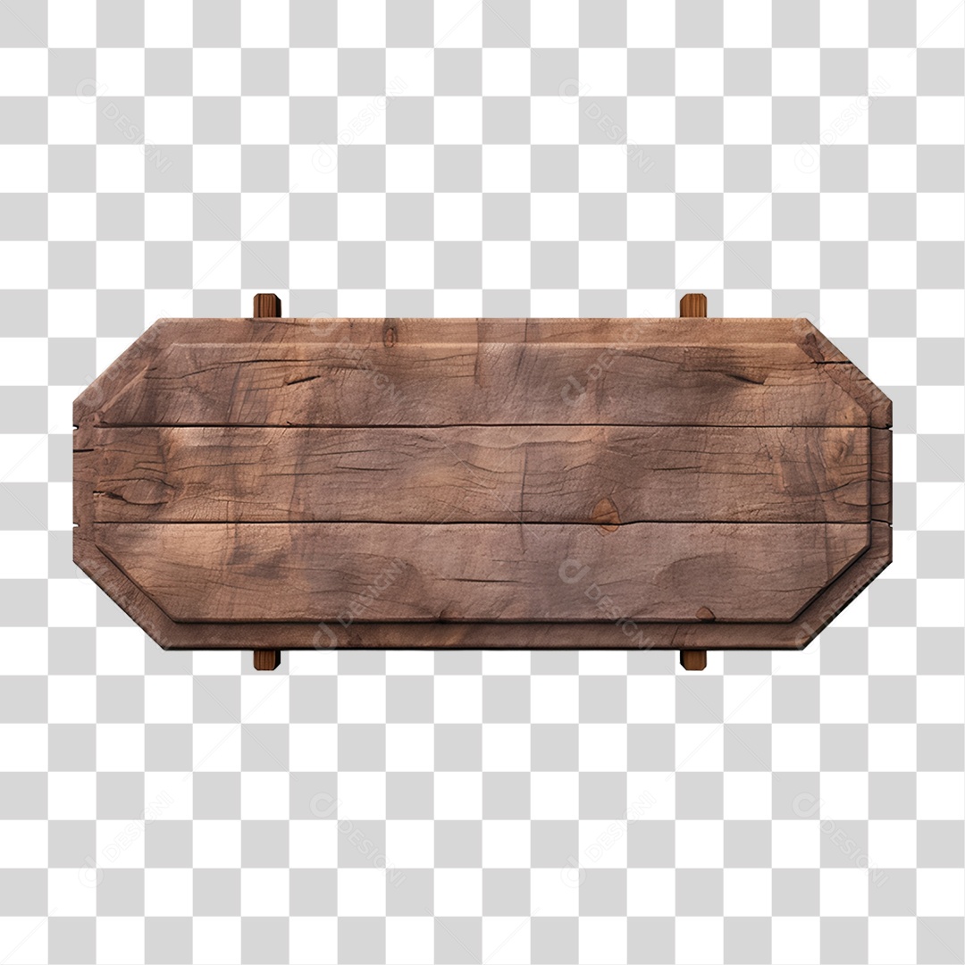 Elemento 3D Placa de Madeira PNG Transparente