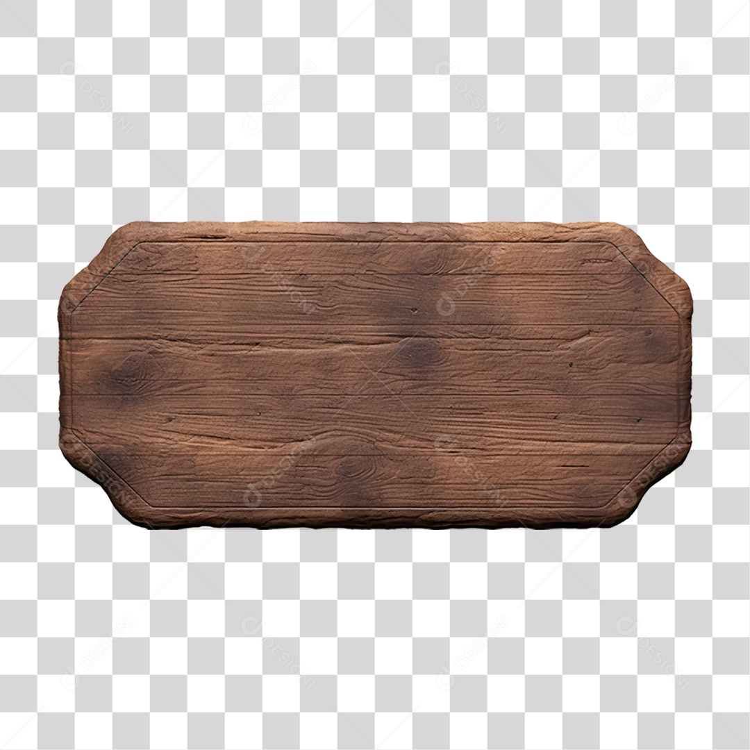Elemento 3D Placa de Madeira PNG Transparente