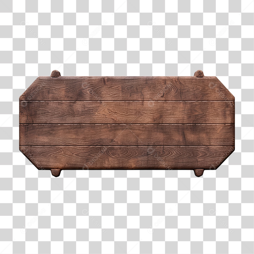 Elemento 3D Placa de Madeira PNG Transparente