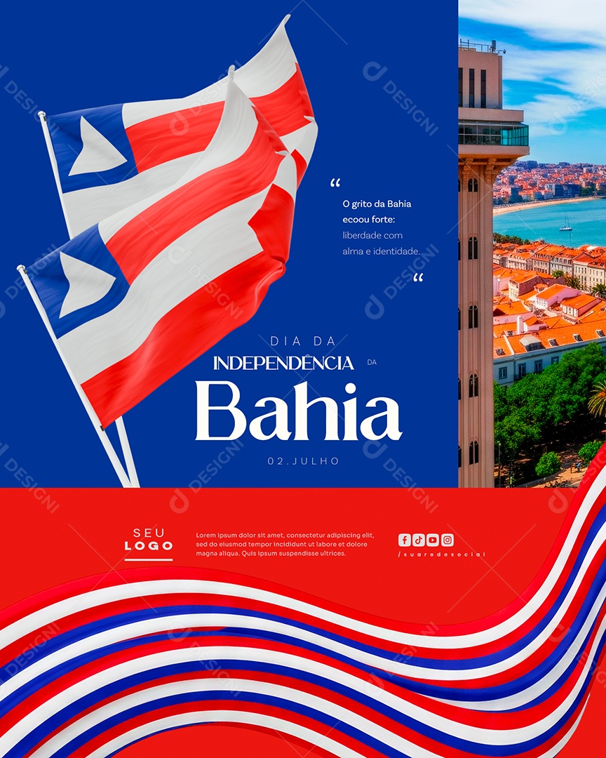 Dia da Independência da Bahia 02 de Julho Social Media PSD Editável