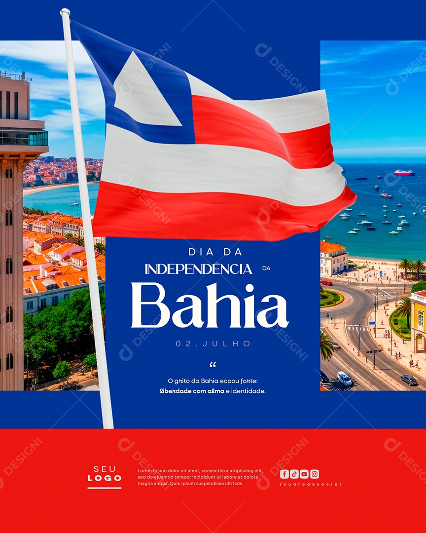 Dia da Independência da Bahia 02 de Julho Social Media PSD Editável