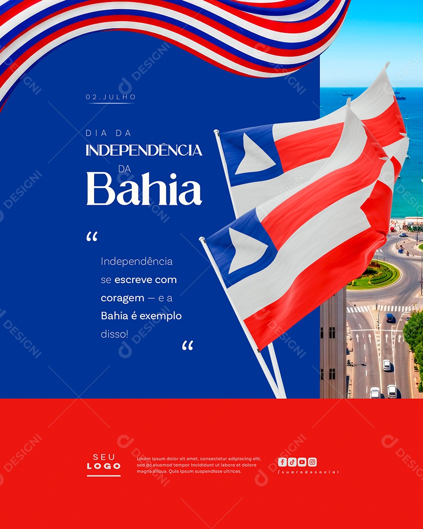 Dia da Independência da Bahia 02 de Julho Social Media PSD Editável