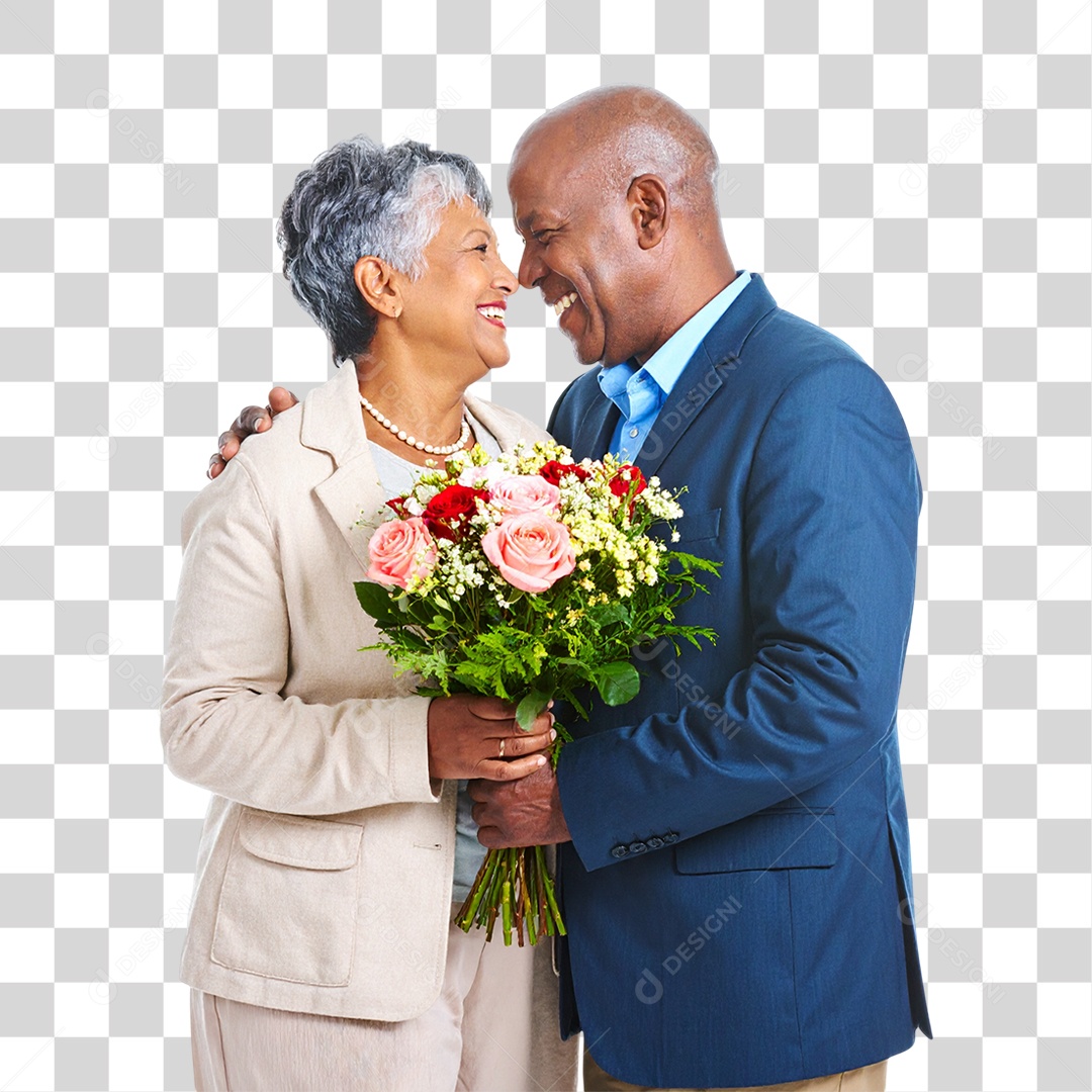 Casal com Buquê de Flores PNG Transparente