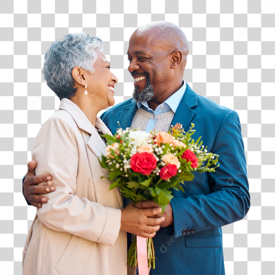 Casal com Buquê de Flores PNG Transparente