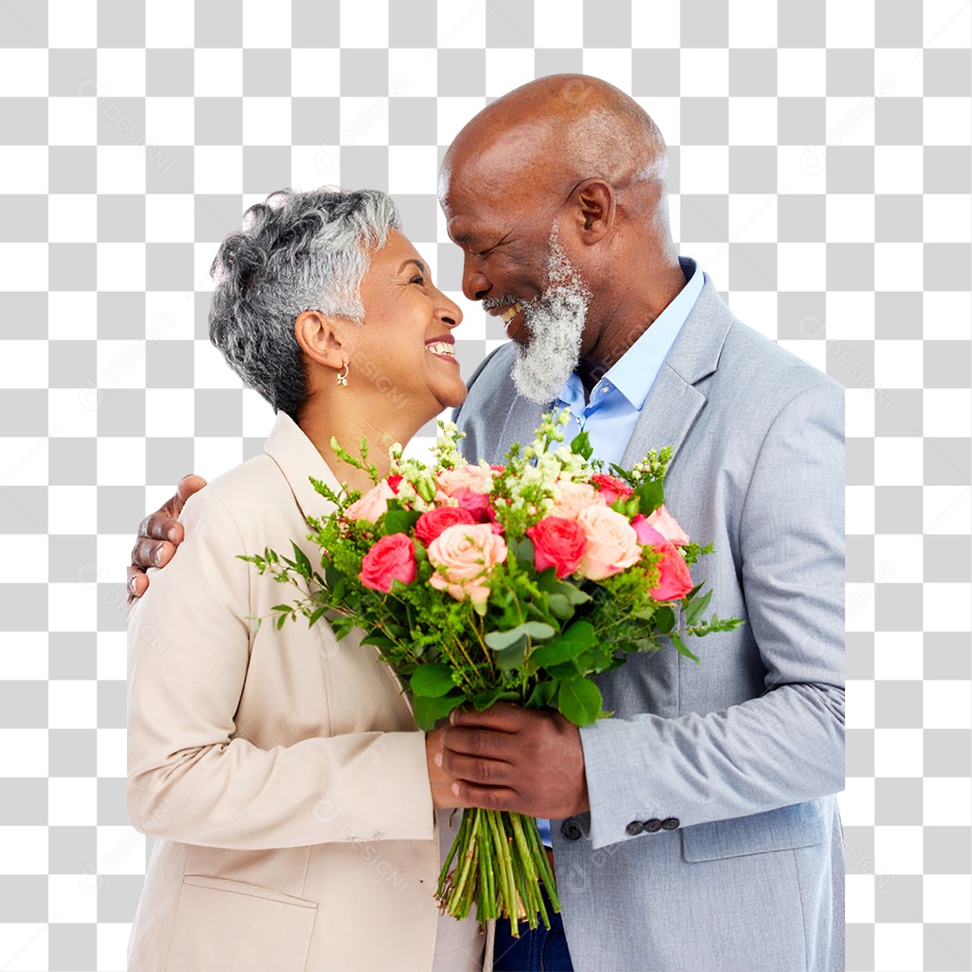 Casal com Buquê de Flores PNG Transparente