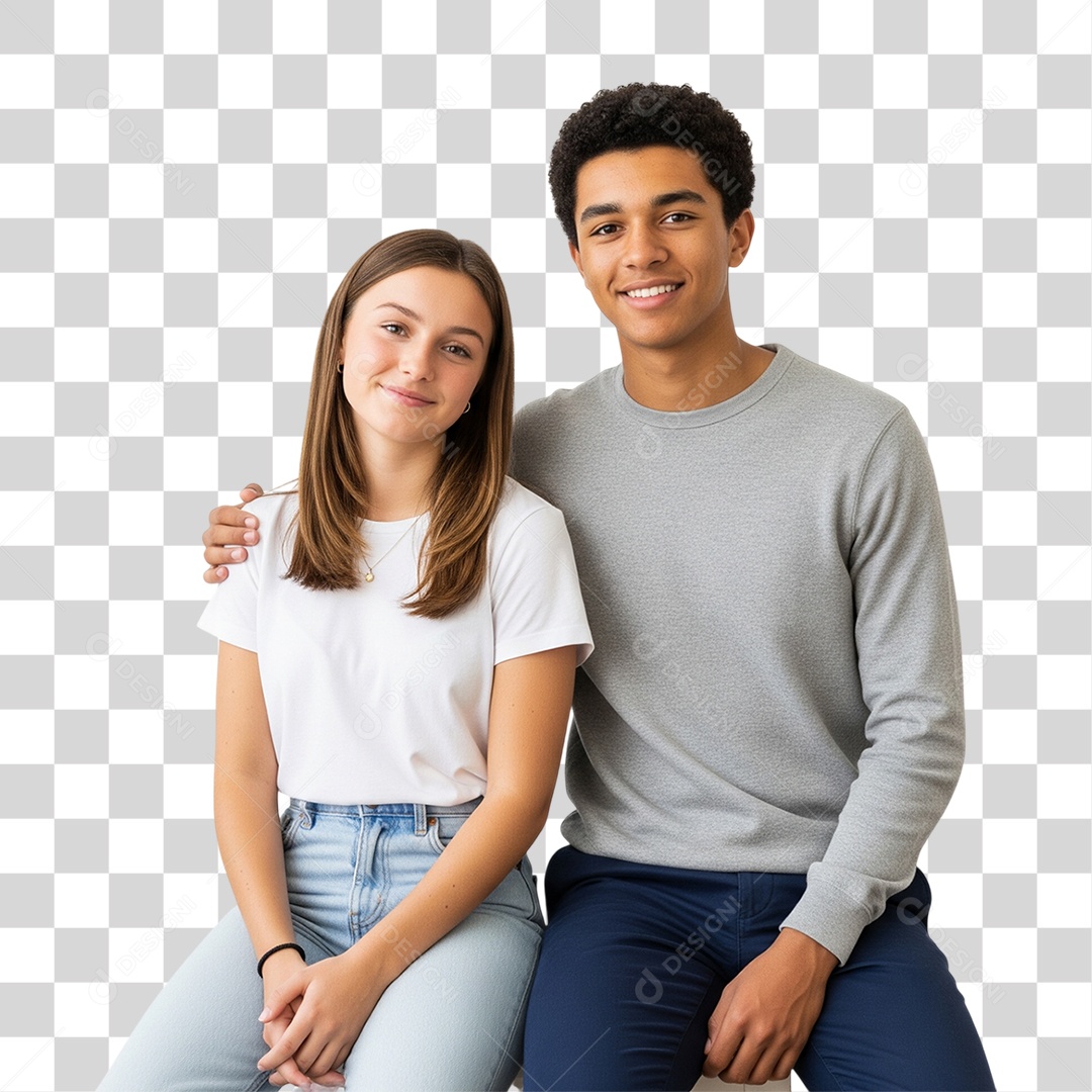 Casal Jovem Sorrindo PNG Transparente