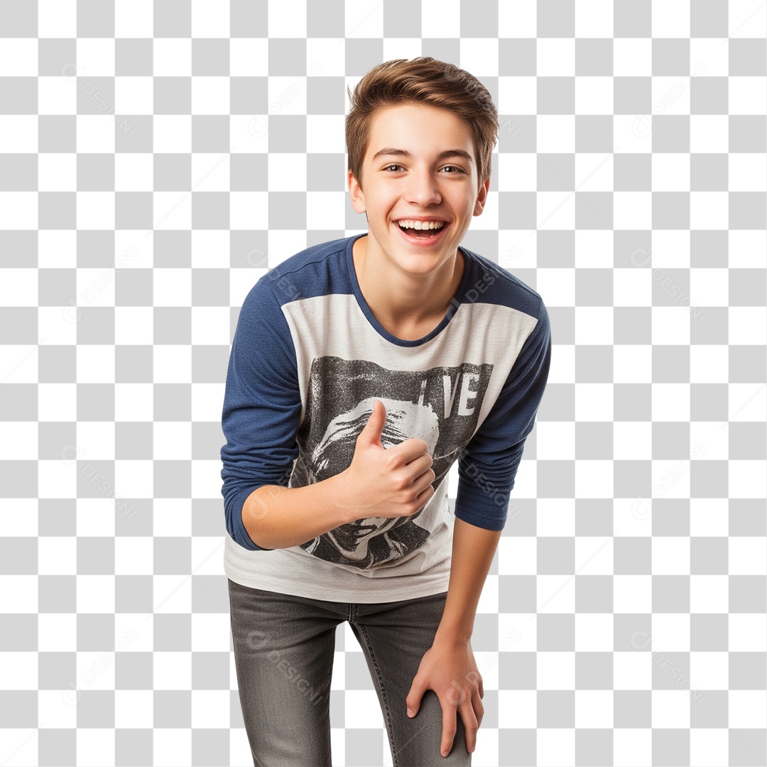 Jovem Sorrindo Alegre PNG Transparente