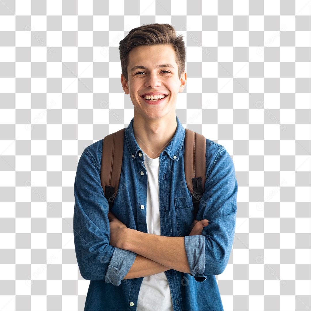 Jovem Sorrindo Alegre PNG Transparente