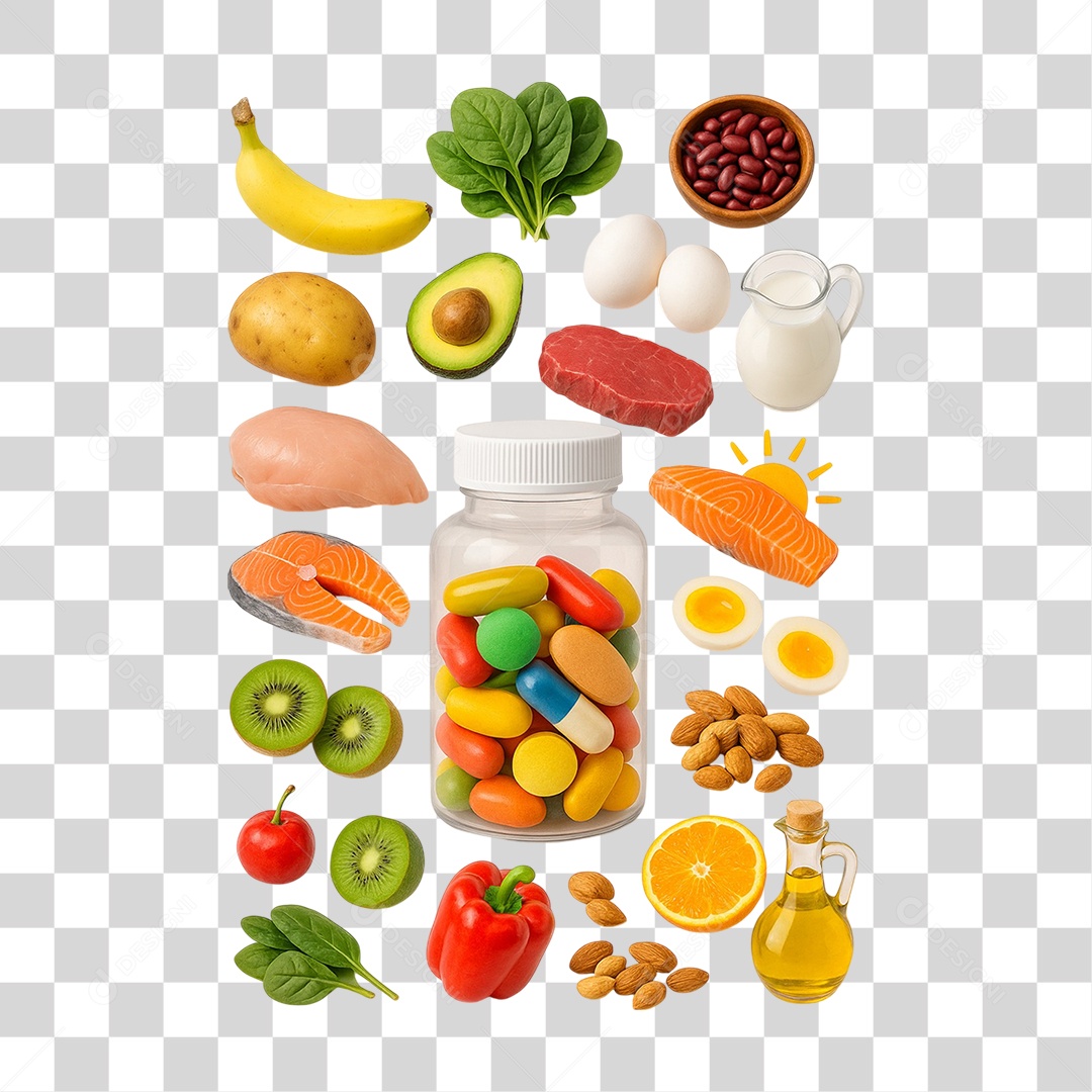 Conjunto de Frutas Legumes Verduras PNG Transparente