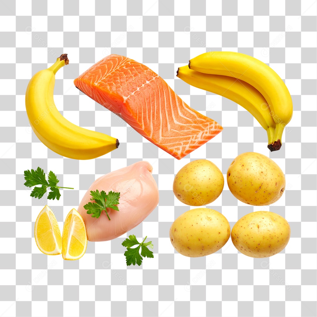 Conjunto de Itens Alimentícios PNG Transparente