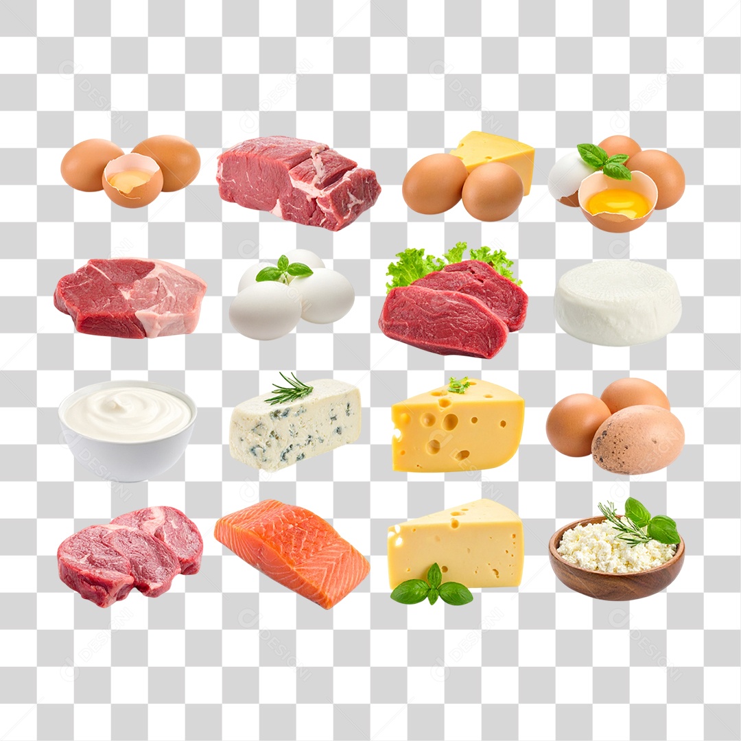 Conjunto de Itens Alimentícios PNG Transparente