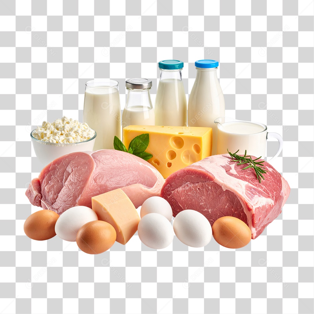 Conjunto de Itens Alimentícios PNG Transparente