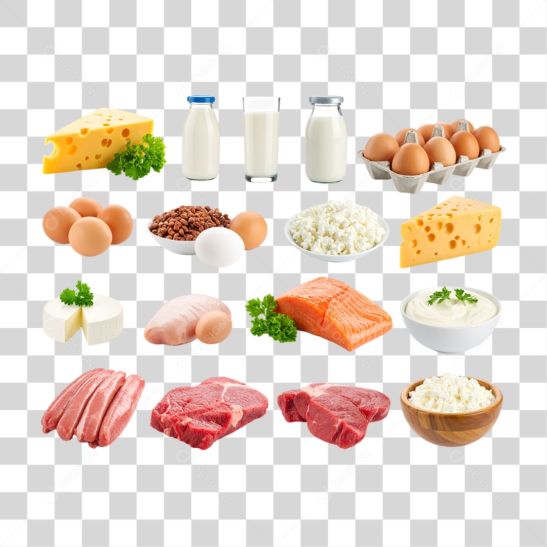 Conjunto de Itens Alimentícios PNG Transparente