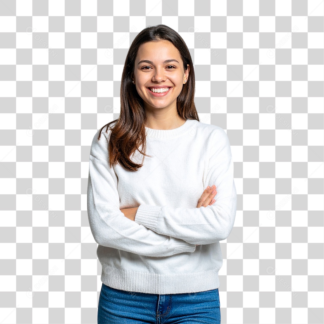 Mulher Feliz Sorrindo PNG Transparente