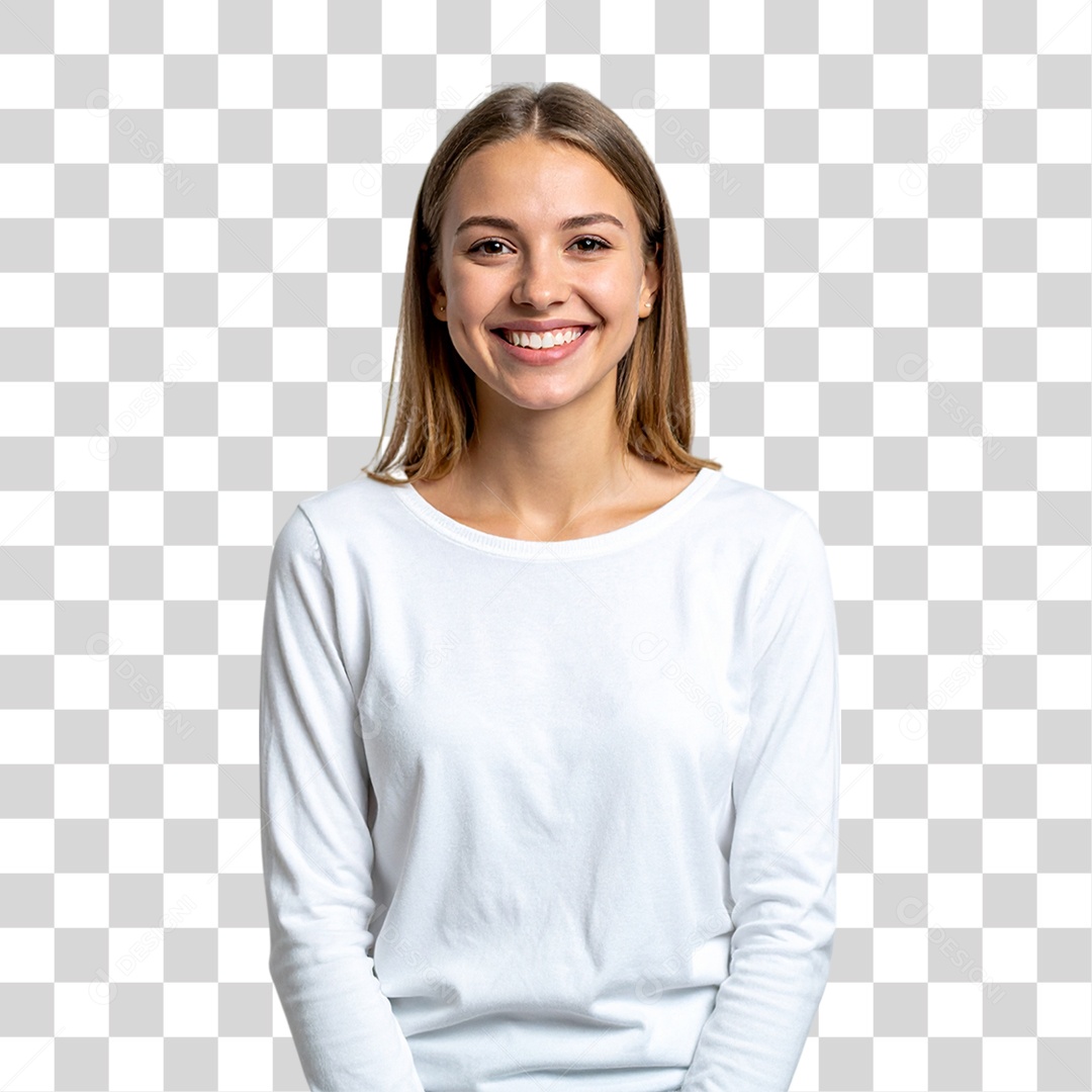 Mulher Feliz Sorrindo PNG Transparente