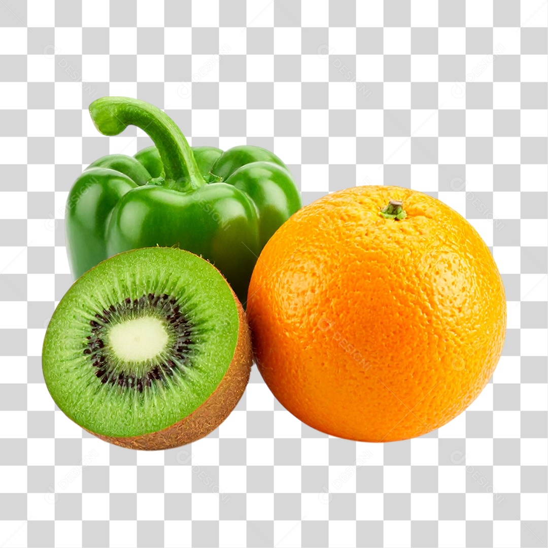 Pimentão Kiwi Laranja PNG Transparente