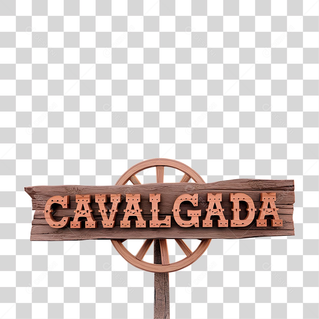 Selo 3D Cavalgada para Composição PNG Transparente