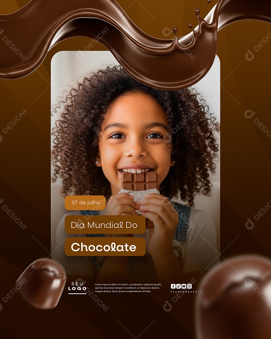 Dia Mundial do Chocolate  07 de Julho Social Media PSD Editável