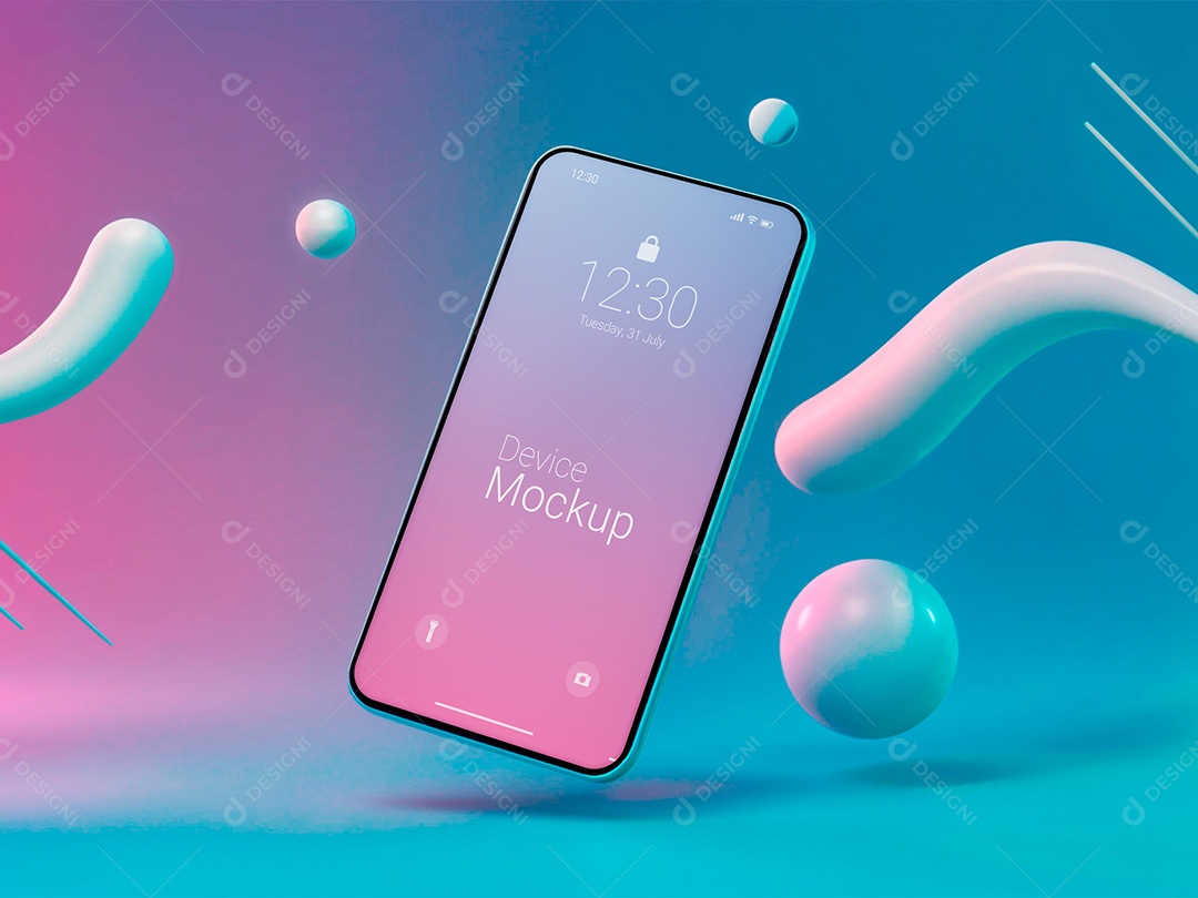 Mockup de Celular em Fundo Gradiente PSD Editável