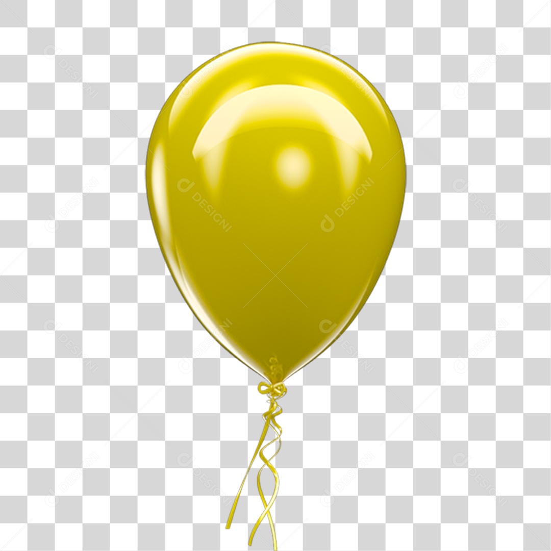 Balão Amarelo PNG Transparente