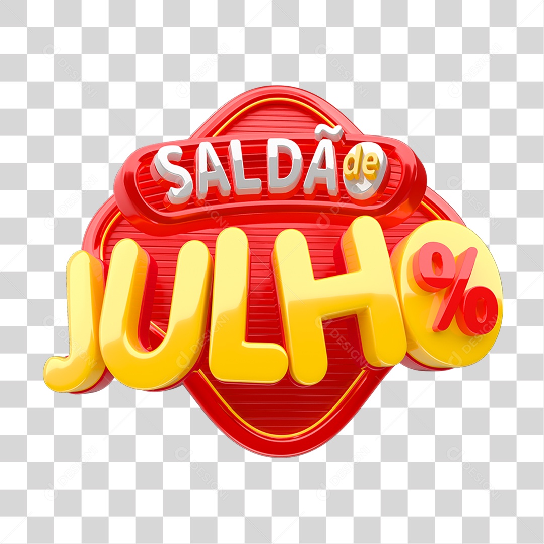 Selo 3D Saldão de Julho Para Composição PNG Transparente