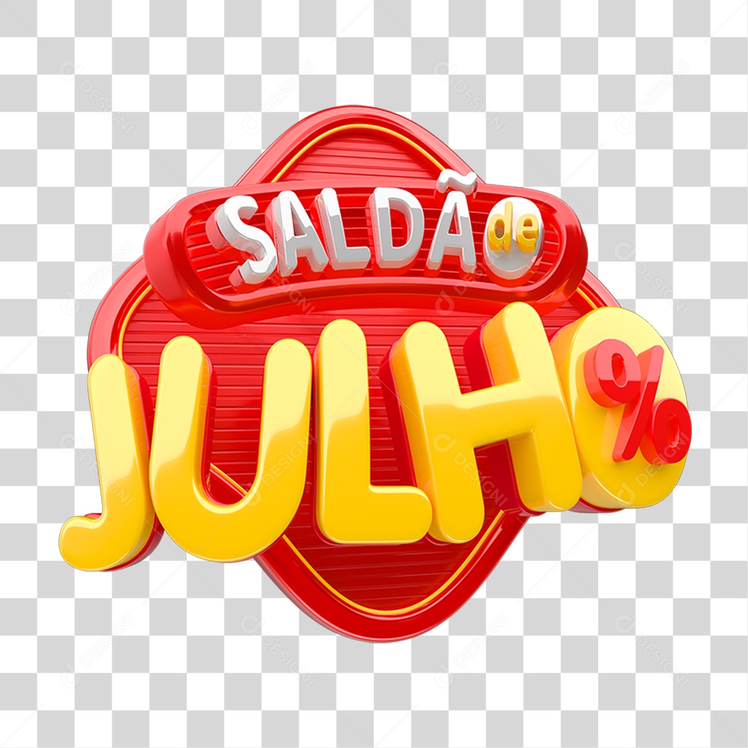 Selo 3D Saldão de Julho Para Composição PNG Transparente