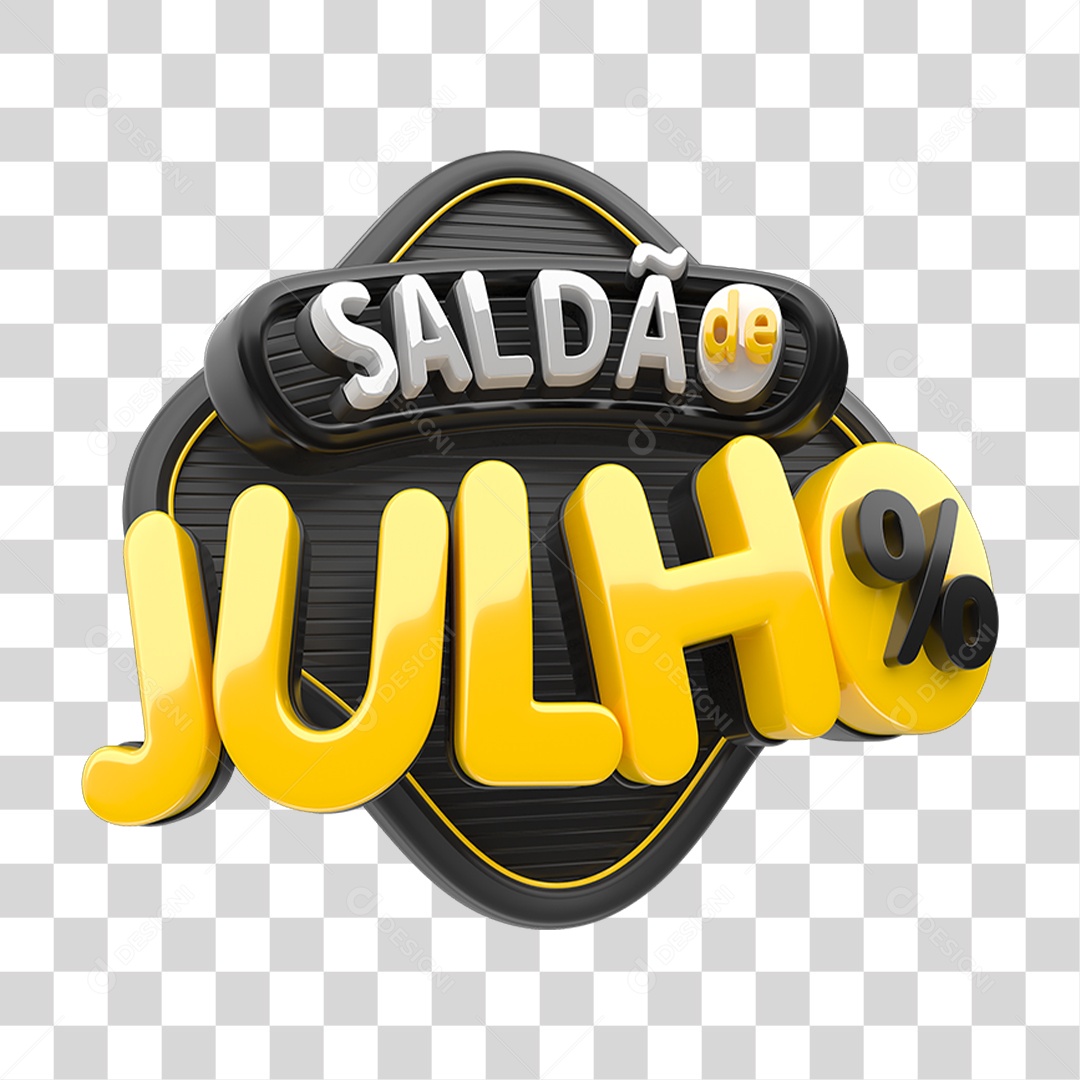 Selo 3D Saldão de Julho Para Composição PNG Transparente