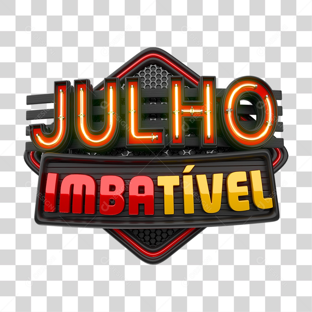 Selo 3D Julho Imbatível Para Composição PNG Transparente