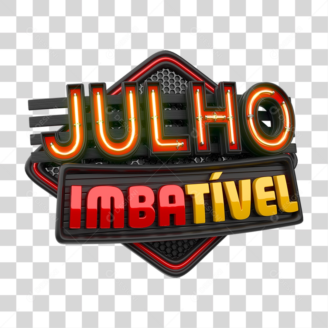 Selo 3D Julho Imbatível Para Composição PNG Transparente