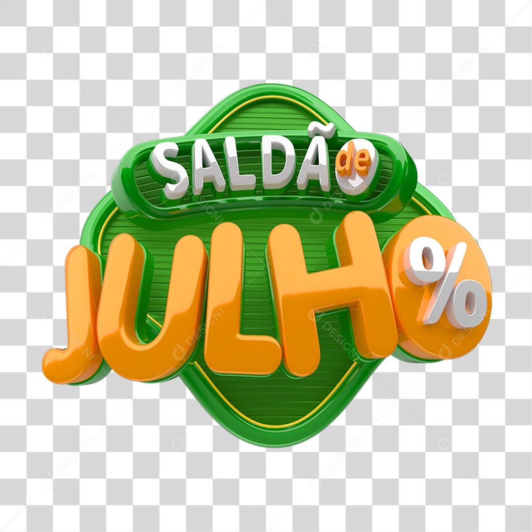 Selo 3D Saldão de Julho Para Composição PNG Transparente