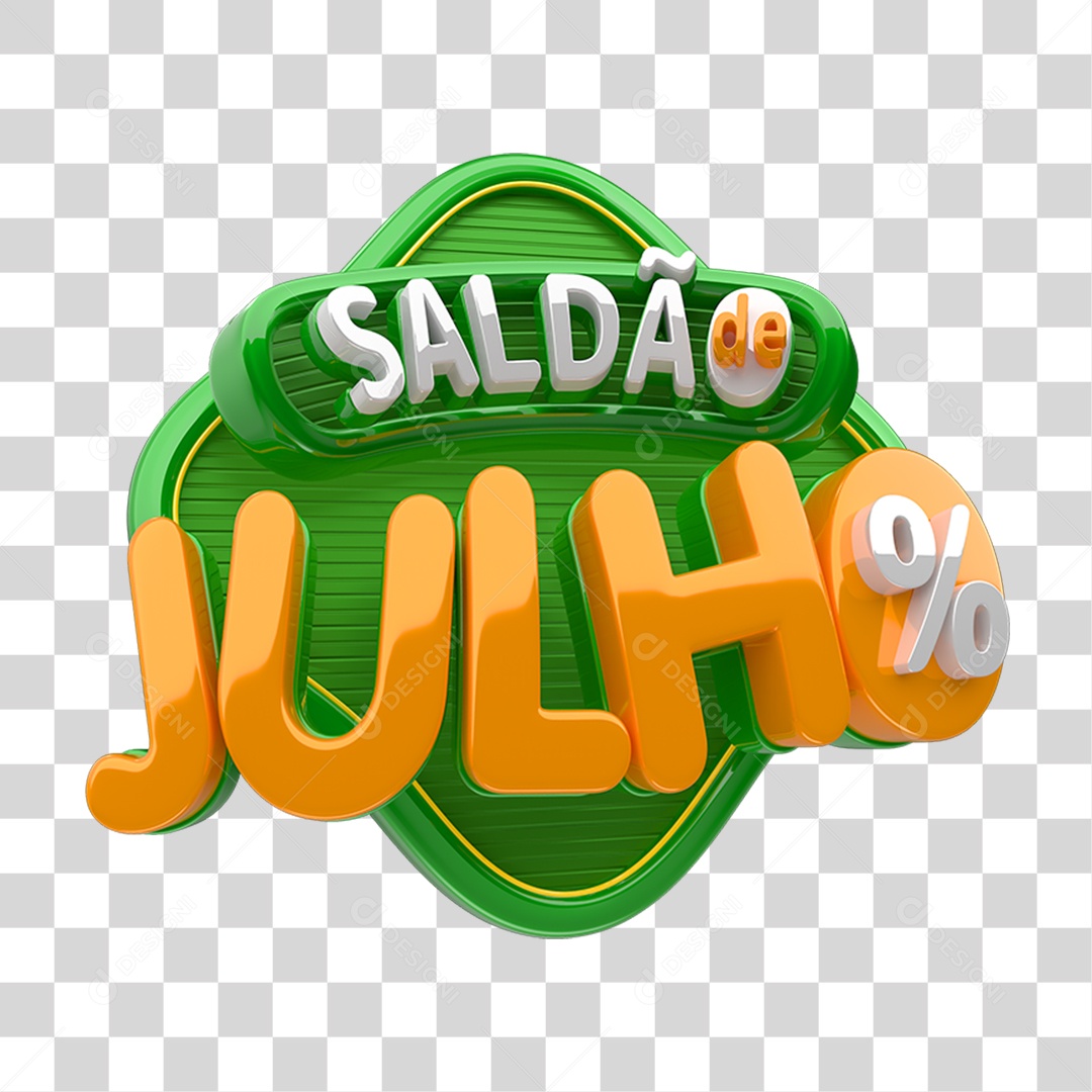 Selo 3D Saldão de Julho PNG Transparente
