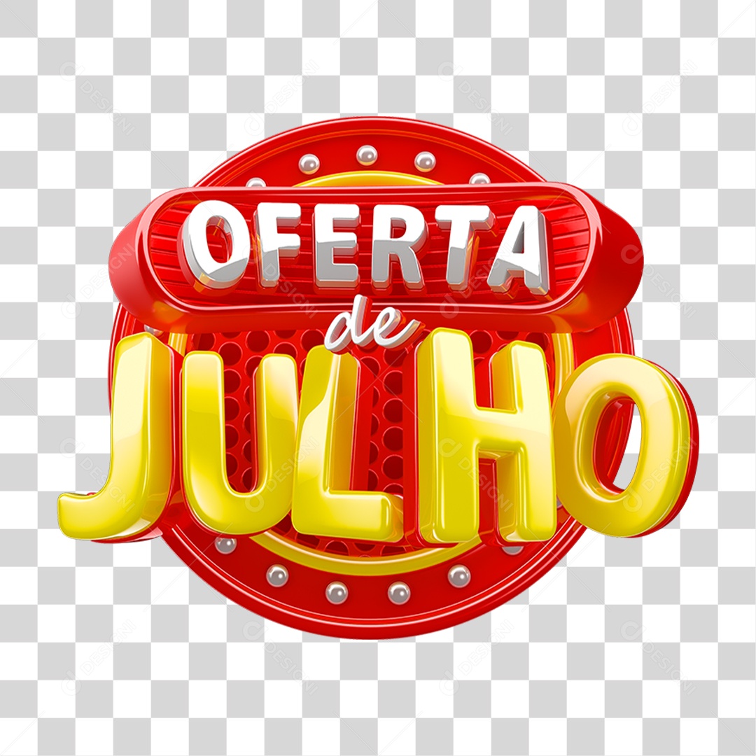 Selo 3D Ofertas de Julho Para Composição PNG Transparente