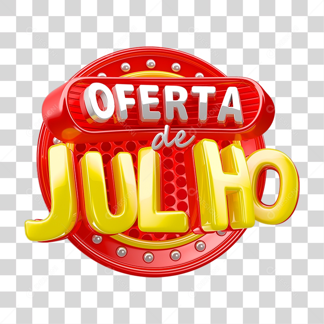 Selo 3D Ofertas de Julho Para Composição PNG Transparente