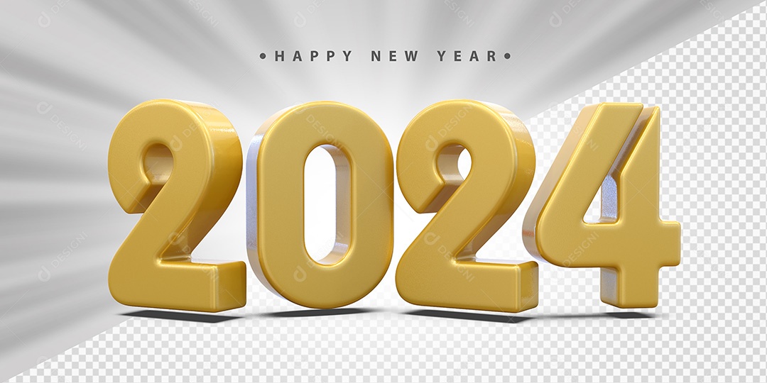 Feliz Ano Novo 2024 Amarelo Social Media PSD Editável