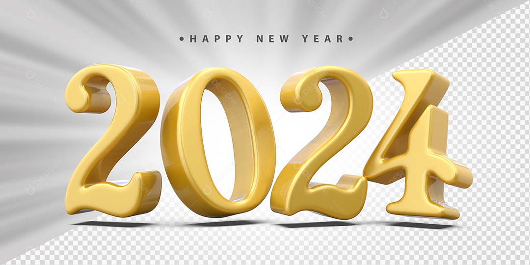 Feliz Ano Novo 2024 Amarelo Social Media PSD Editável