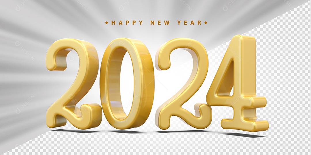 Feliz Ano Novo 2024 Amarelo Social Media PSD Editável