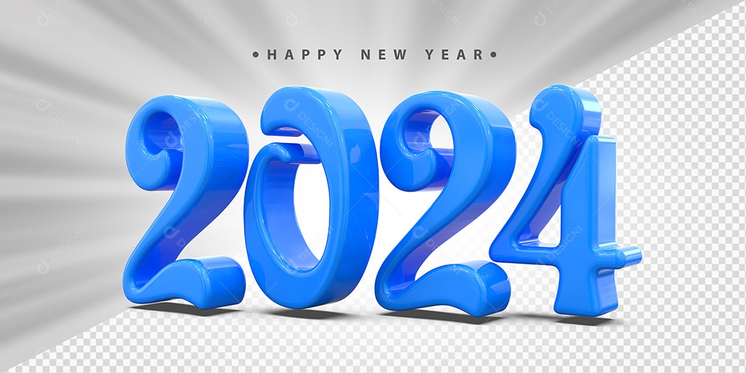 Feliz Ano Novo 2024 Azul Social Media PSD Editável