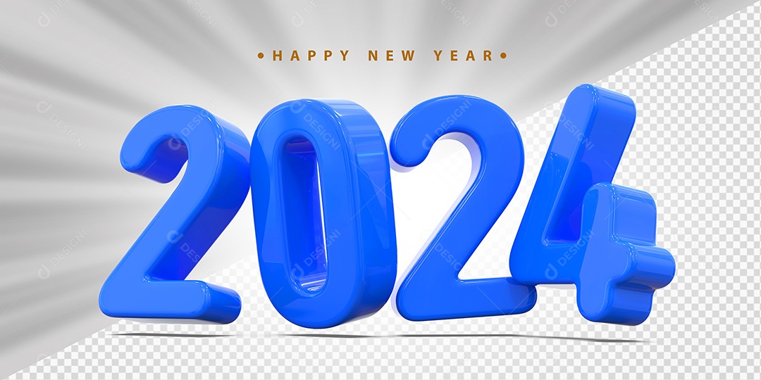 Feliz Ano Novo 2024 Azul Social Media PSD Editável