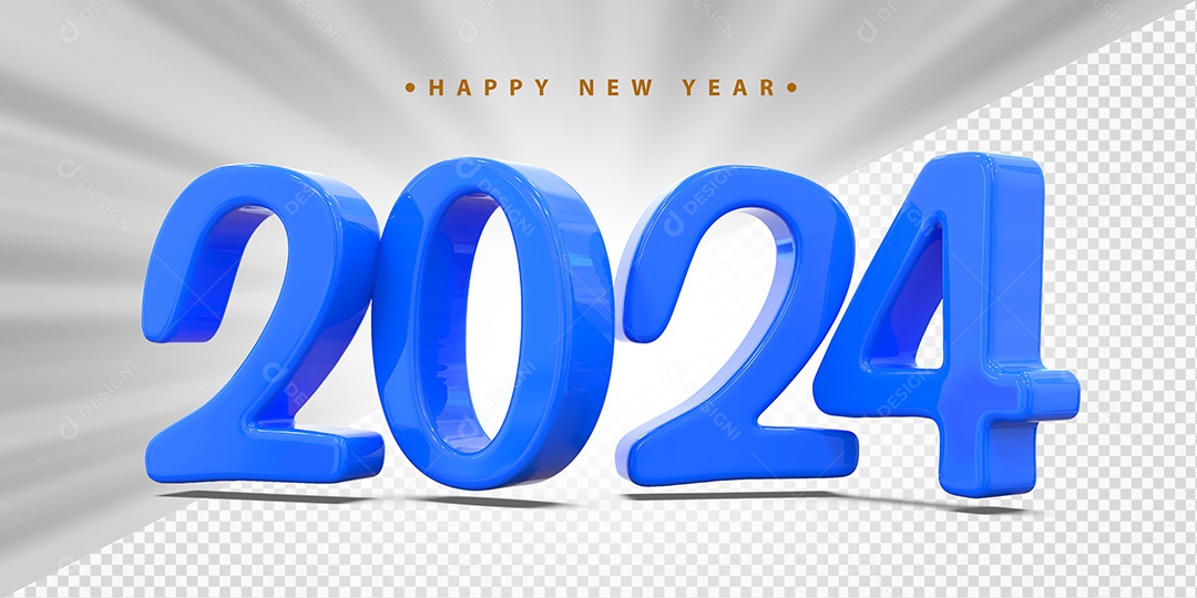 Feliz Ano Novo 2024 Azul Social Media PSD Editável