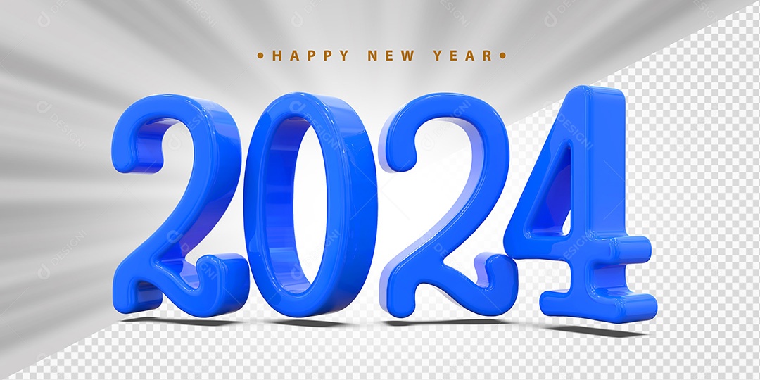 Feliz Ano Novo 2024 Azul Social Media PSD Editável