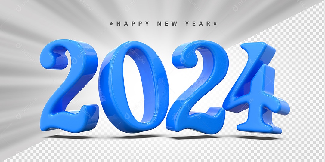 Feliz Ano Novo 2024 Azul Social Media PSD Editável