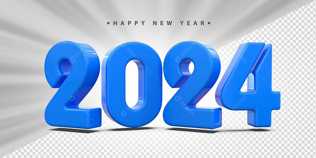 Feliz Ano Novo 2024 Azul Social Media PSD Editável