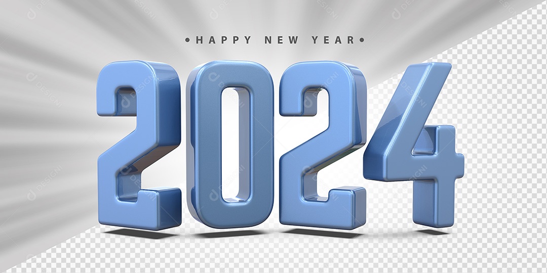 Feliz Ano Novo 2024 Azul Social Media PSD Editável