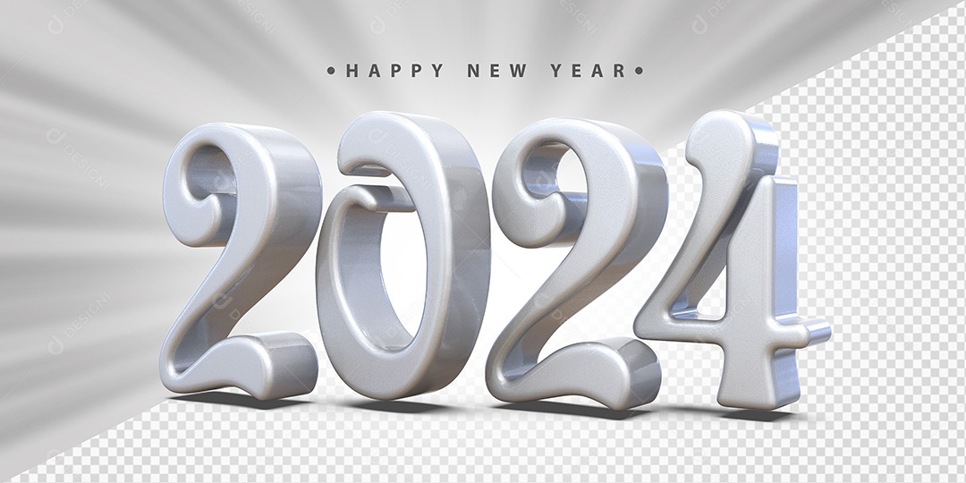 Feliz Ano Novo 2024 Branco Social Media PSD Editável