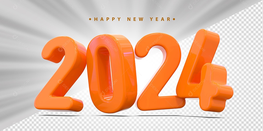 Feliz Ano Novo 2024 Laranjado Social Media PSD Editável