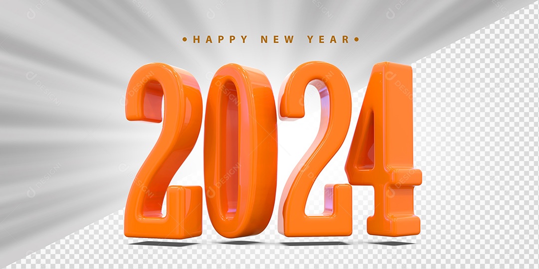Feliz Ano Novo 2024 Laranjado Social Media PSD Editável