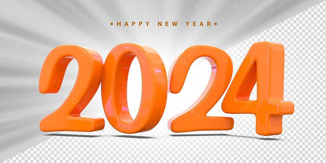 Feliz Ano Novo 2024 Laranjado Social Media PSD Editável