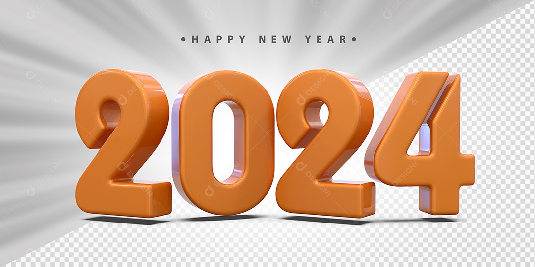 Feliz Ano Novo 2024 Laranjado Social Media PSD Editável