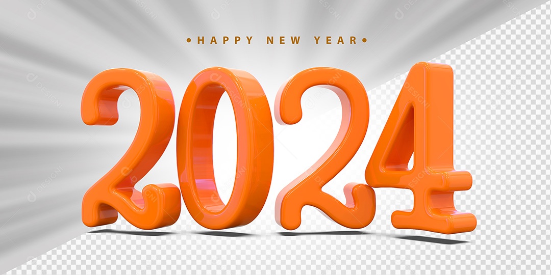 Feliz Ano Novo 2024 Laranjado Social Media PSD Editável
